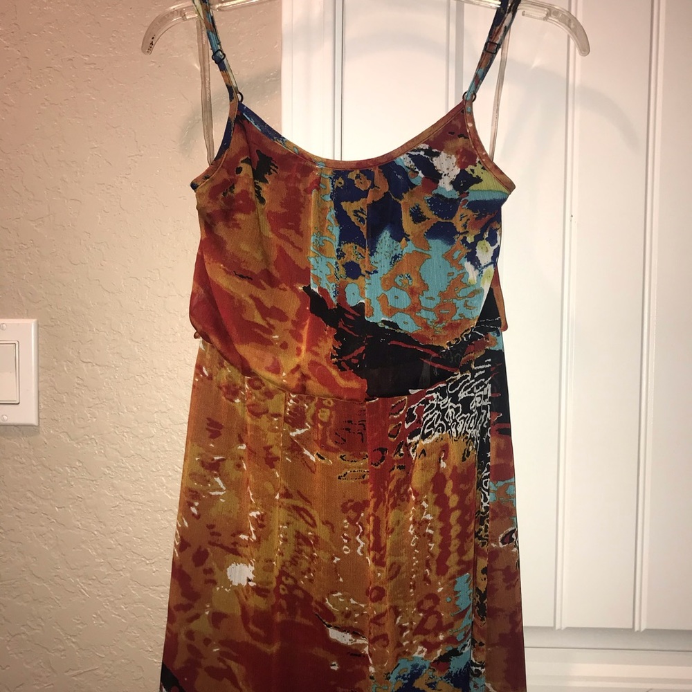 Rust Multicolor Print Skater Dress (S)
